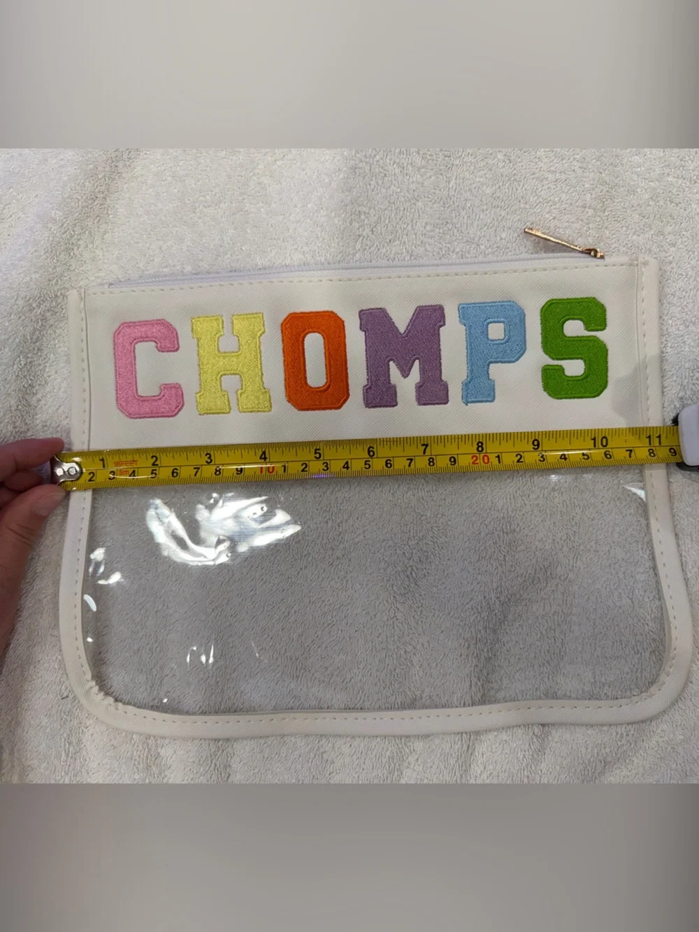 White Krista Horton X CHOMPS Clear Pouch with Multi-Color Lettering